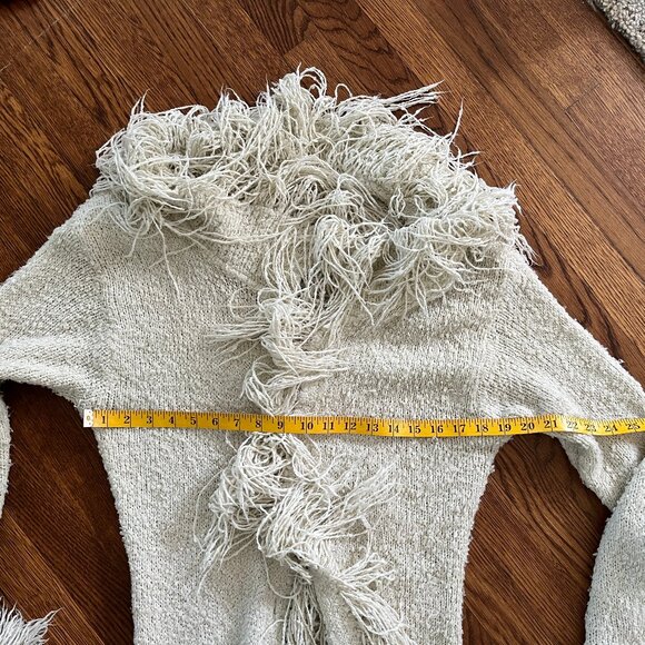 Collectible Queen of Hearts Fringed Knitted Duster Sweater/Long Cardigan - Ivory - Picture 2 of 10